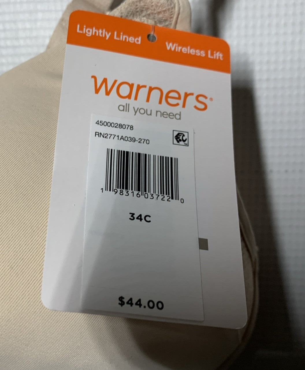 Warner's Women's Bra Wireless Lift Lightly-Lined Back-smoothing RN2771 Size 34C
