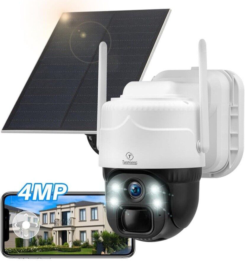 Wireless Solar Battery Powered Wifi Outdoor Home Security Camera System Rotating