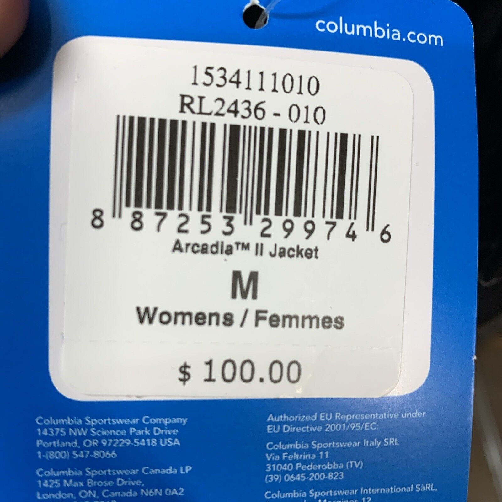 Columbia Women's M Black Omni-Tech Full Zip Arcadia II Jacket Size M Long Sleeve