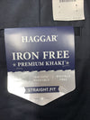 Haggar Men's Black Straight Fit Flat Front Dress Long Pants Size 33Wx30L