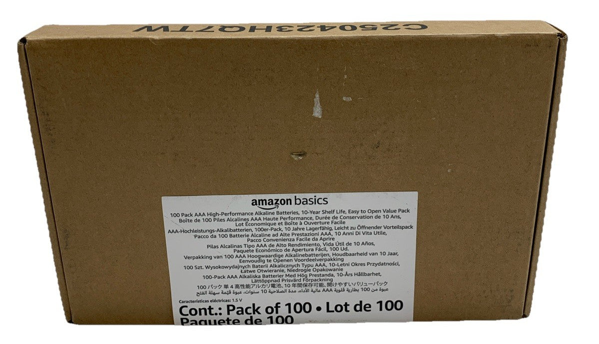 100 Amazon Basics AAA Alkaline High-Performance Batteries 1.5 Volt 10-Year Shelf