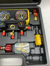 HVAC AC Manifold Gauge Set Recharge R410A R22 Refrigerant Safety Valves Hose