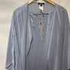 Light blue women's sheath dress with chiffon capelet for party wear, size 16P, by SLNY Fashions.