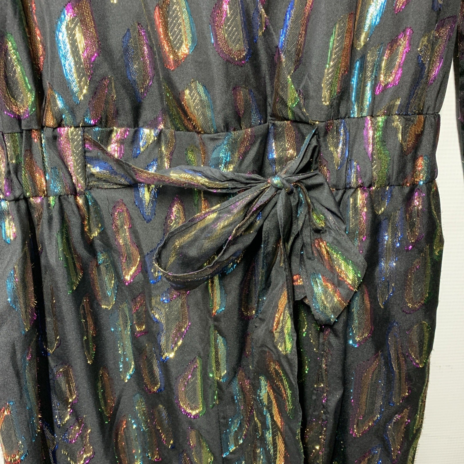 Rachel Zoe Mason Jumpsuit 0 Faux Wrap Metallic Party Wide Leg V-neck Colorful