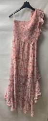Grace Karin Dress One Shoulder Asymetrical Hem Wedding Guest Size 6 Floral Pink