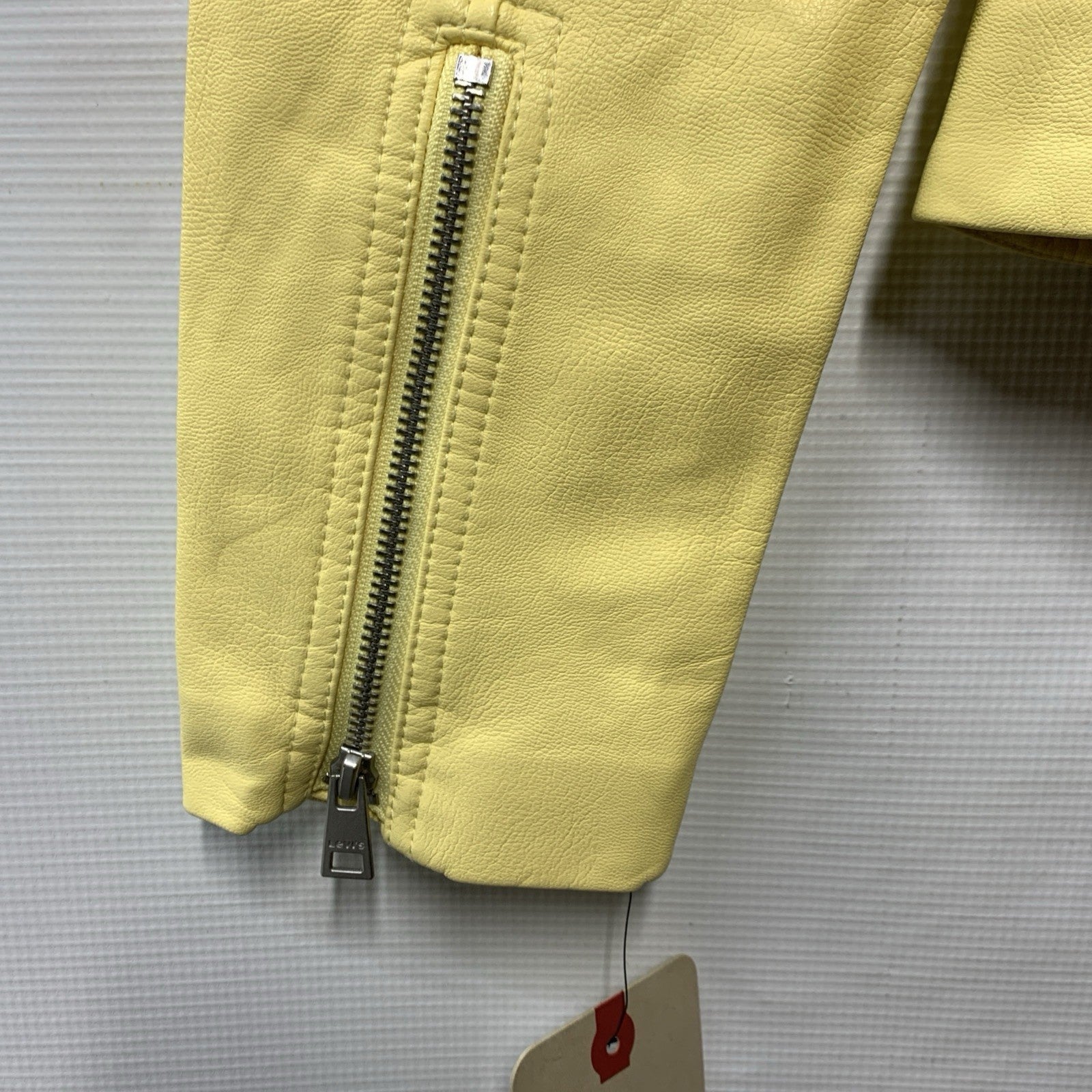 Levis Jacket Womens S Yellow Long Sleeve Moto Biker Cafe Racer Zip Coat LW1RU538