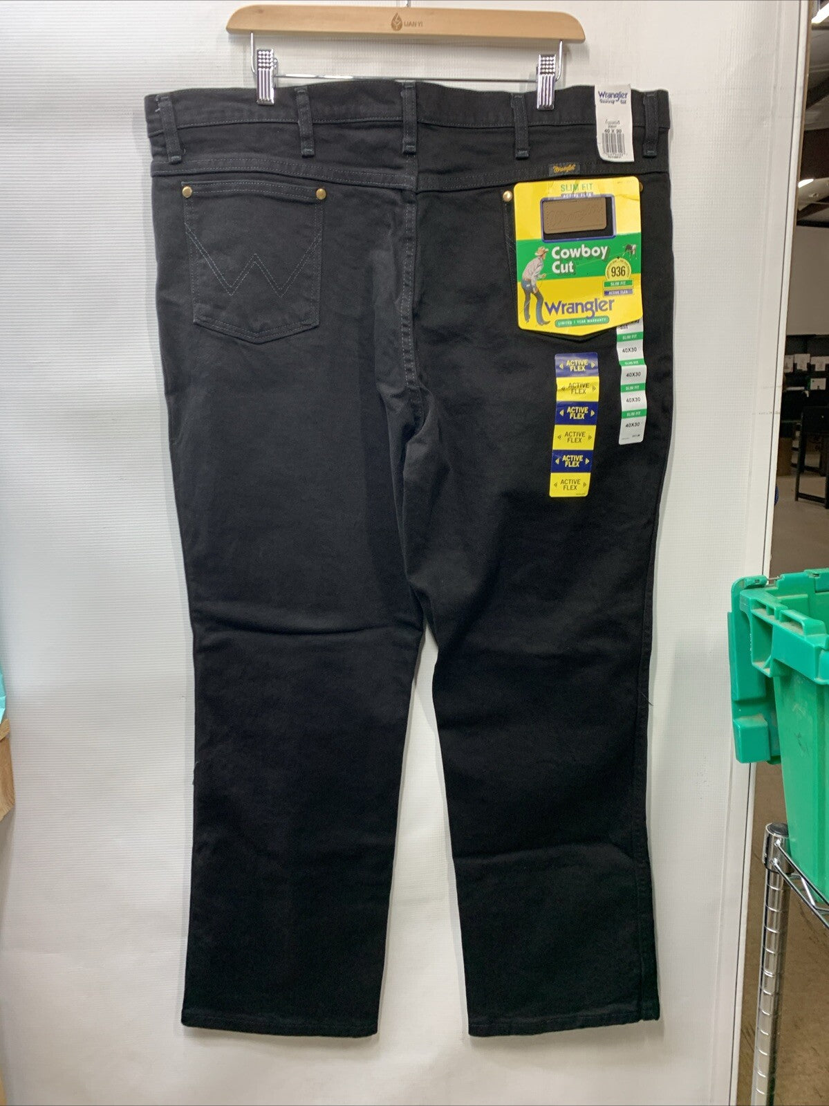 Wrangler Men s Cowboy Cut Slim Fit Jean Size 40x30 Long Pants 112336343 Black