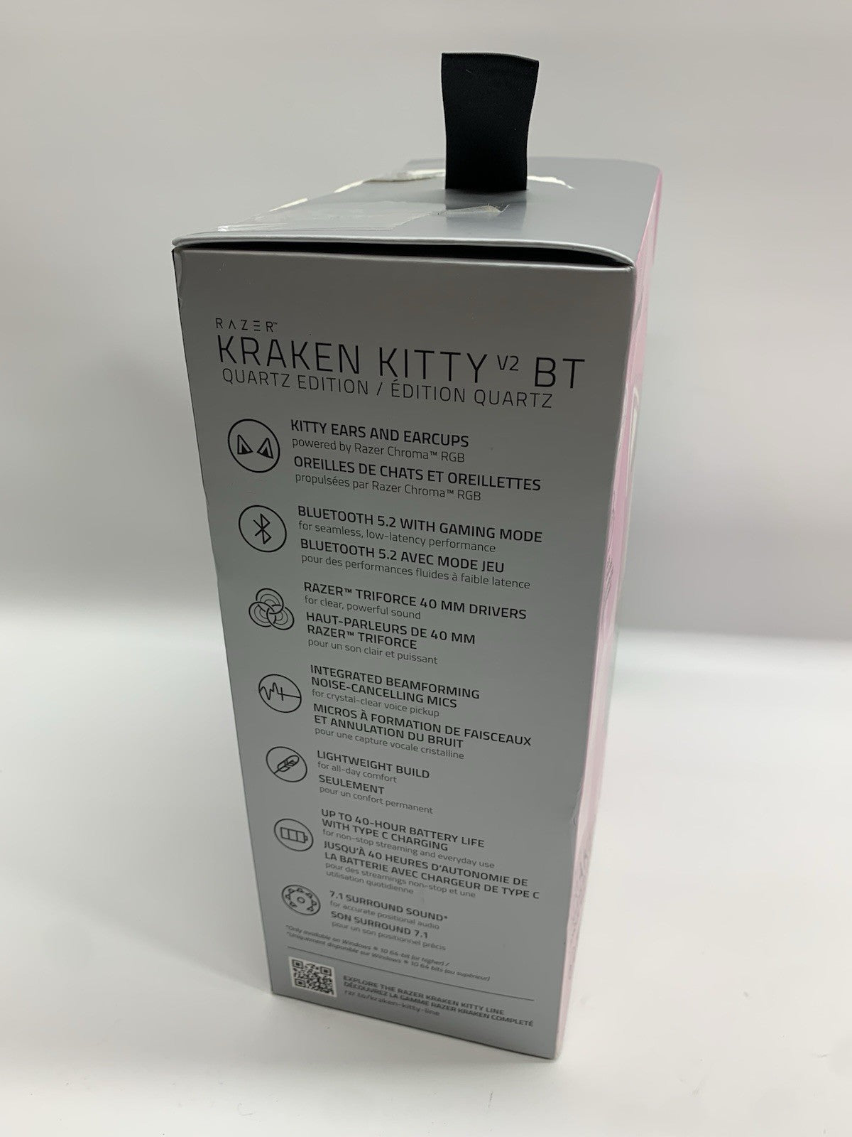 Razer Kraken BT Kitty Edition 40mm Chroma Bluetooth Headset - Quartz Pink (Used)