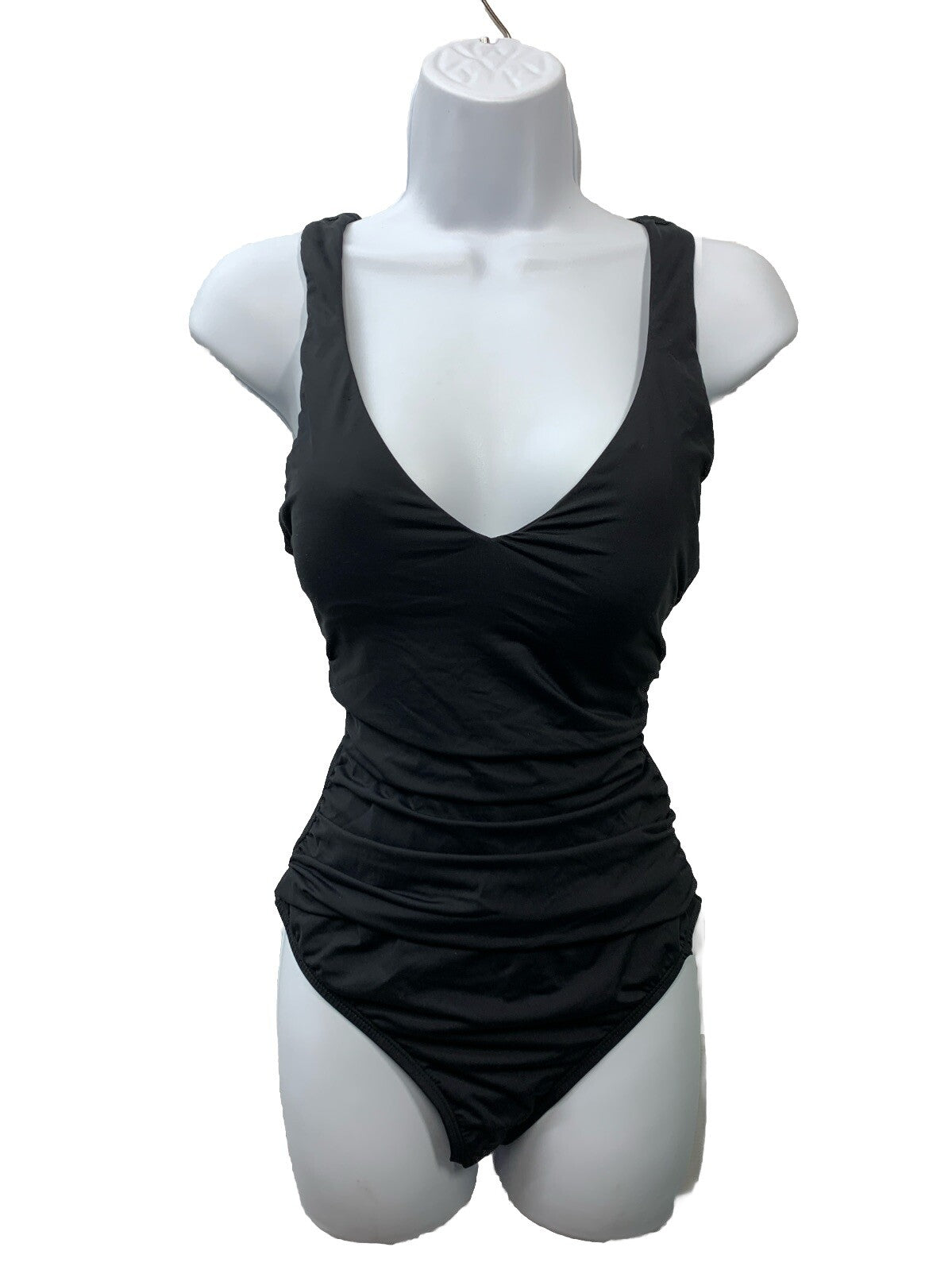 Instant figure High-Neck Shirred One Piece Swimsuit Slimming Tummy Control Sz 10