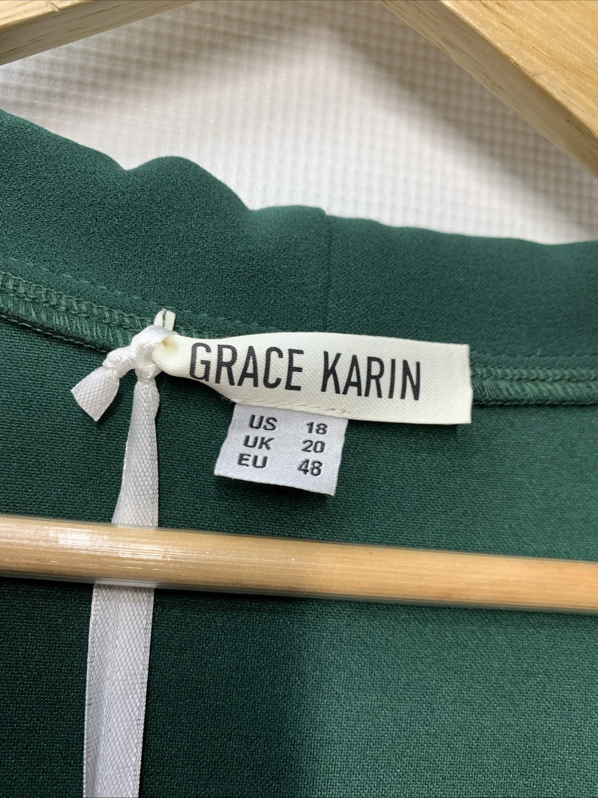 Grace Karin Sleeveless Ruched Body-con Pencil Midi Belted Dress Size 18, Green