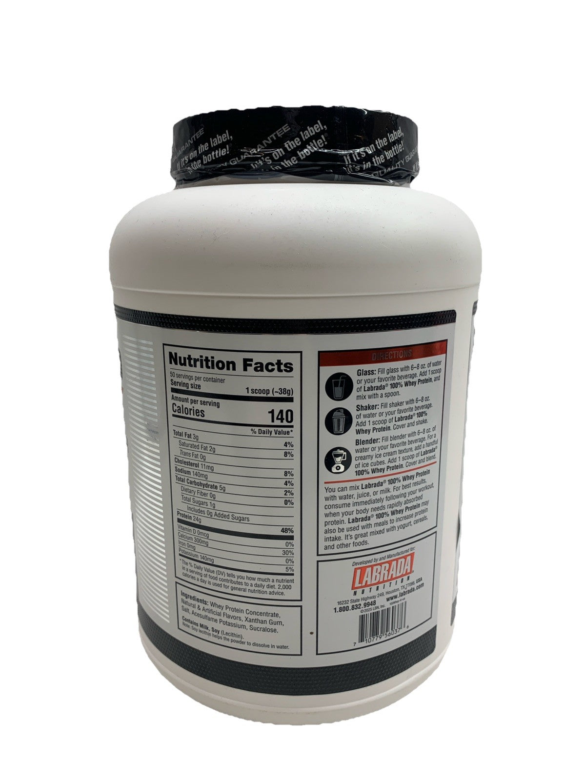 Labrada 100% Whey Protein Powder Shake Vanilla Gluten Free Muscle Build 4.13 Lb