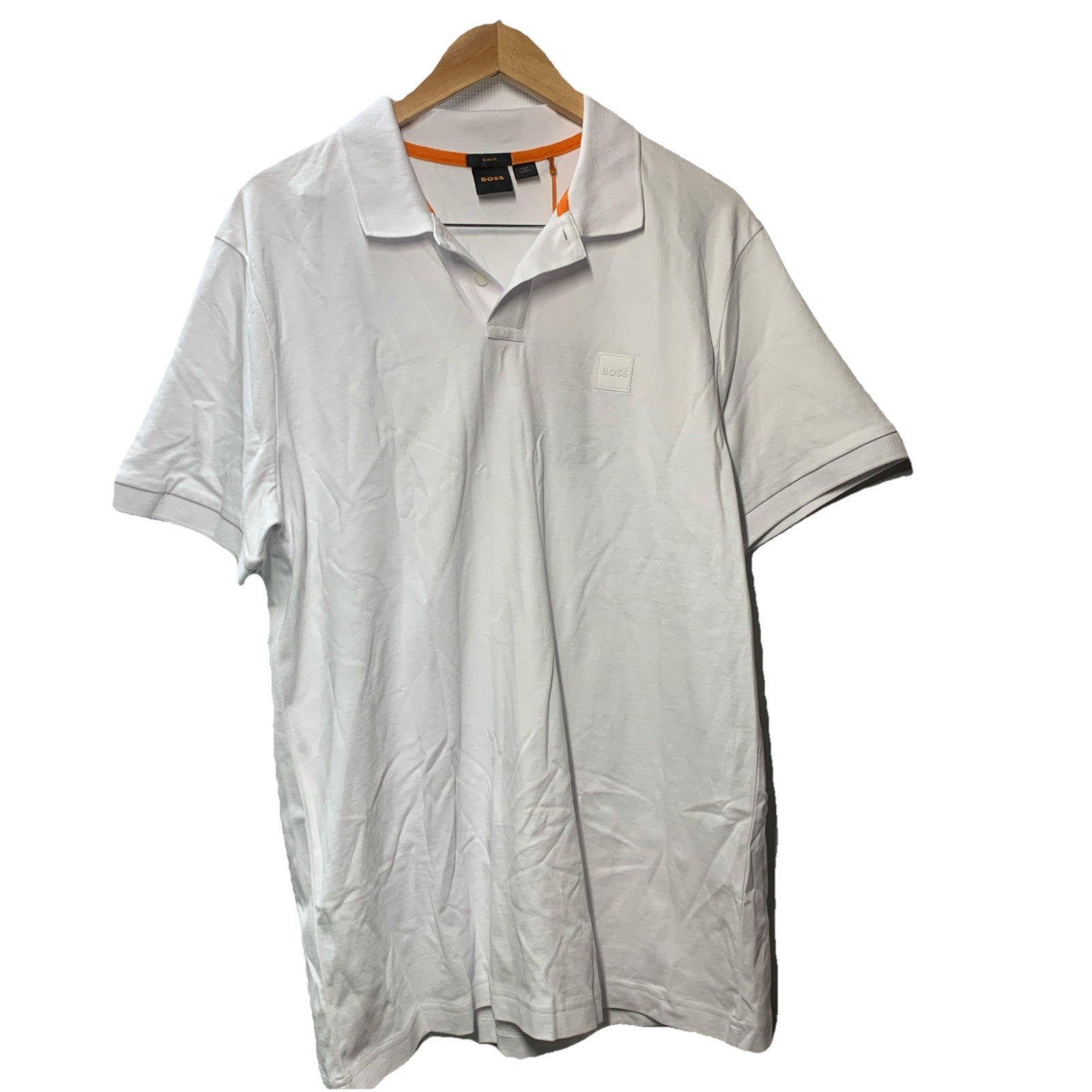 Boss Hugo Boss Men's Slim Fit Stretch Short Sleeve Polo Shirt XL White Collared