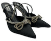 Steve Madden Viable High Stiletto Embellished Ankle Strap Size 10 Satin Black