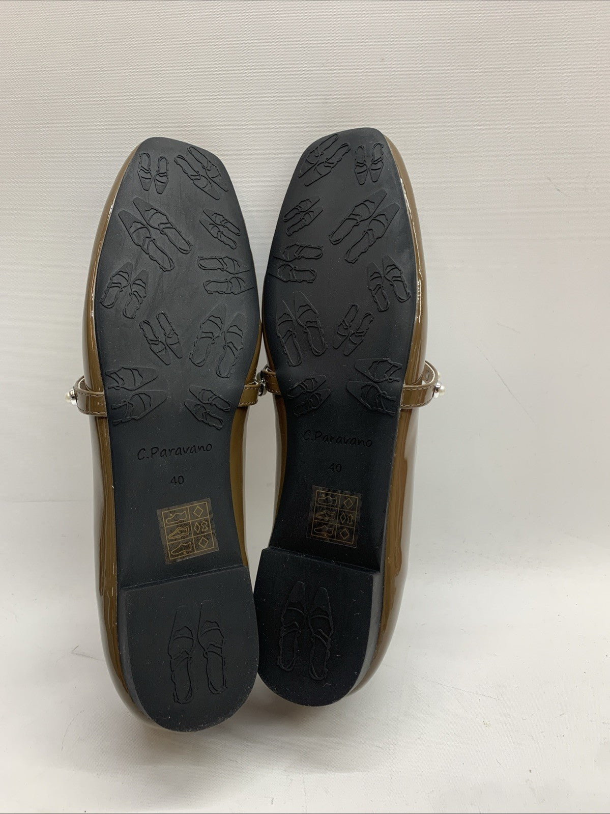 C.Paravano Mary Jane Women's Ballet Flats Brown Square Toe Pearl Strap Size 9.5