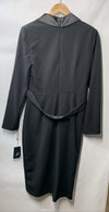Adrianna Papell Womens Knit Crepe Tuxedo Wrap Dress Tie Belt Size 10 Long Sleeve