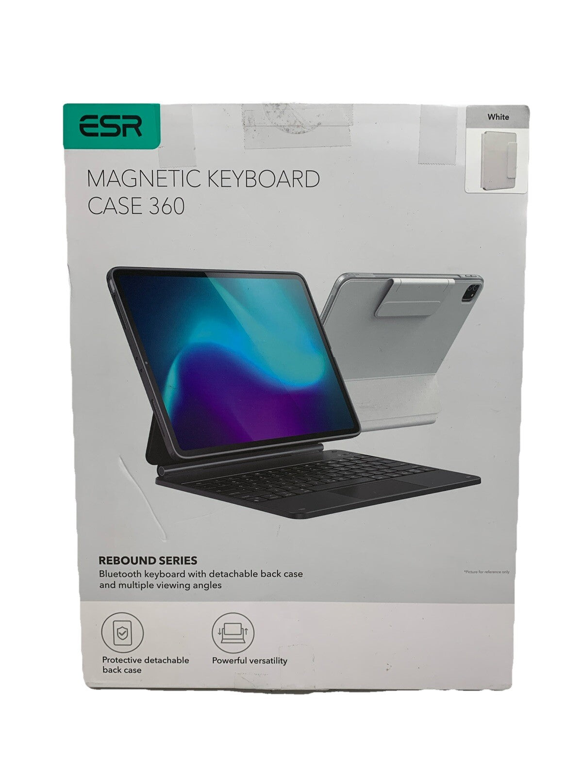 ESR Rebound Series Magnetic Keyboard Case 360 White Bluetooth w/Detachable Case