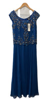 J Kara Women's Cap Sleeve Beaded Top Long Dress Formal Party Timeless Size 6