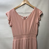 Women'S V Neck Ruffle Sleeve Summer Dress Split Flowy Tiered Midi Dress Pink Med