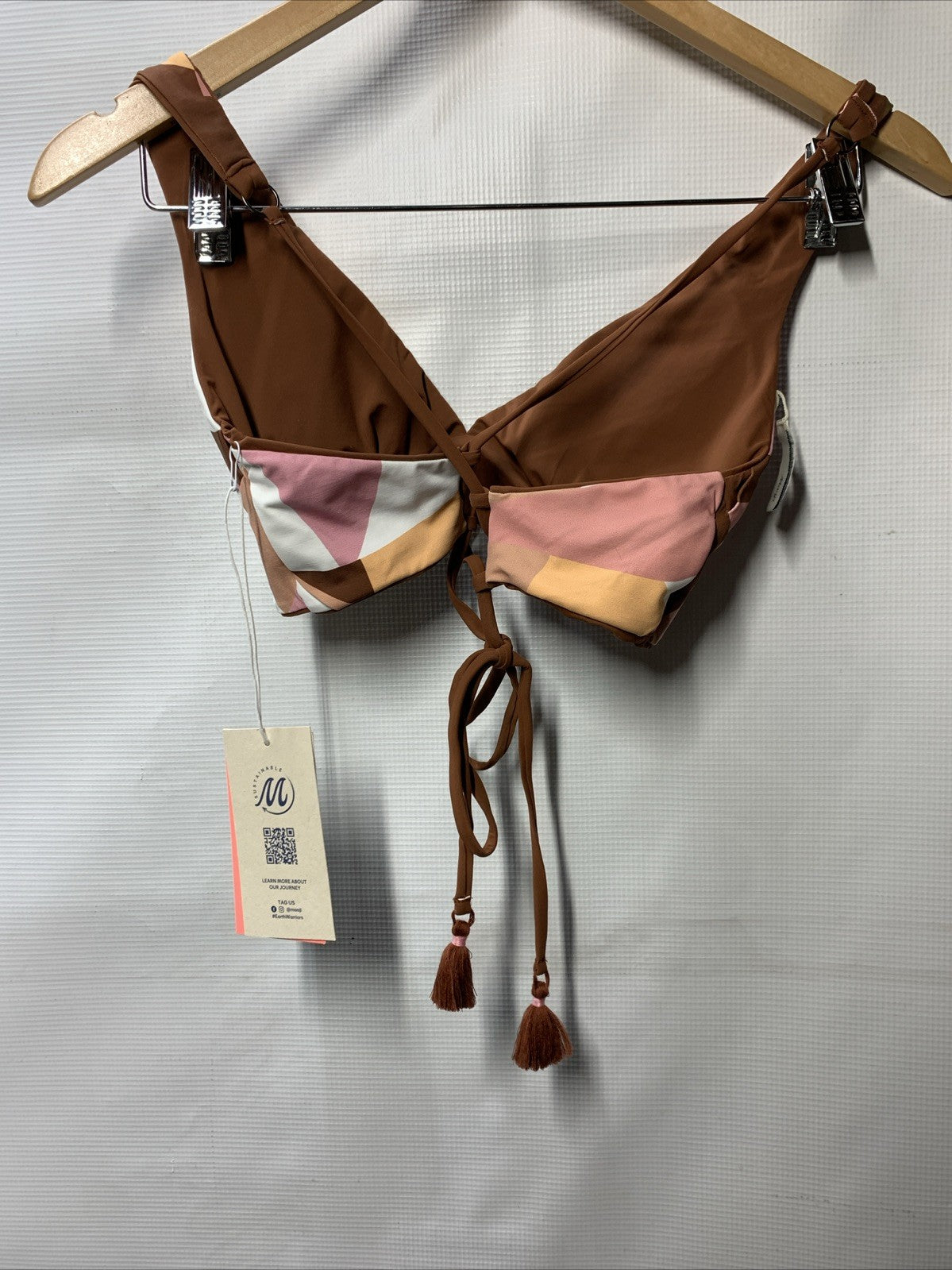 Maaji Standard Sliding Triangle Bikini Top M Multicolor Less Coverage Drawstring