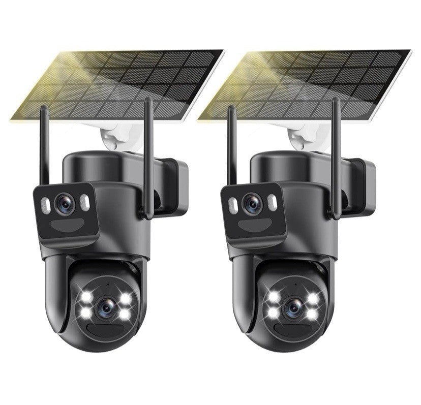2-pk 4K Solar Security Cameras Wireless Outdoor Battery Powered, 5GHz & 2.4GHz