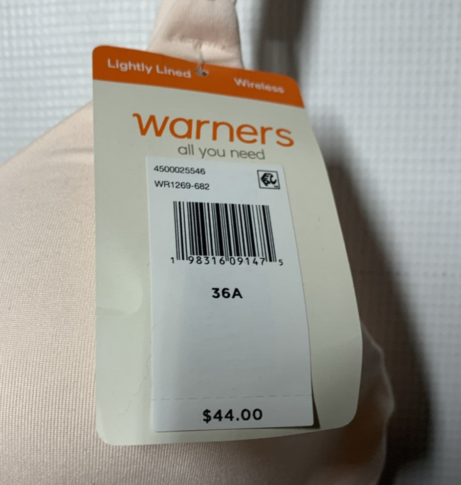 Warner's Women's WR1269-682 Smooth Lightly Lined Wireless Comfort Bra Size 36A
