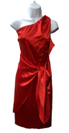GRACE KARIN 2025 Women Satin Cocktail One Shoulder Sleeveless Dress Size 14, Red
