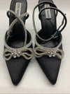 Steve Madden Viable High Stiletto Embellished Ankle Strap Size 10 Satin Black