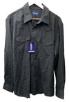 Wrangler Men's Sport Western Dobby Stripe Snap Long Sleeve Shirt Large Black