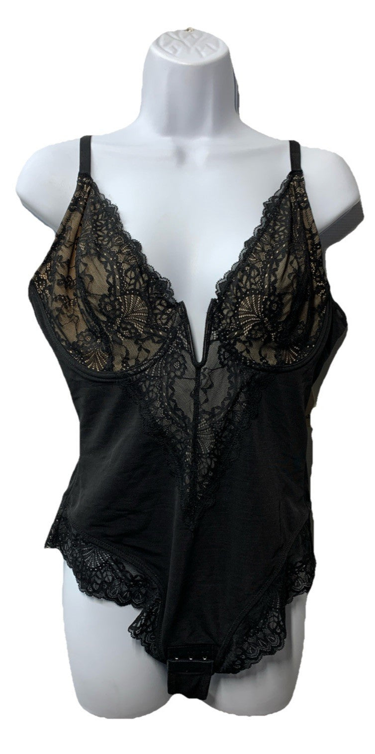 Popilush Shapewear Bodysuits Lace Corset Tops Tummy Control Size Large Black