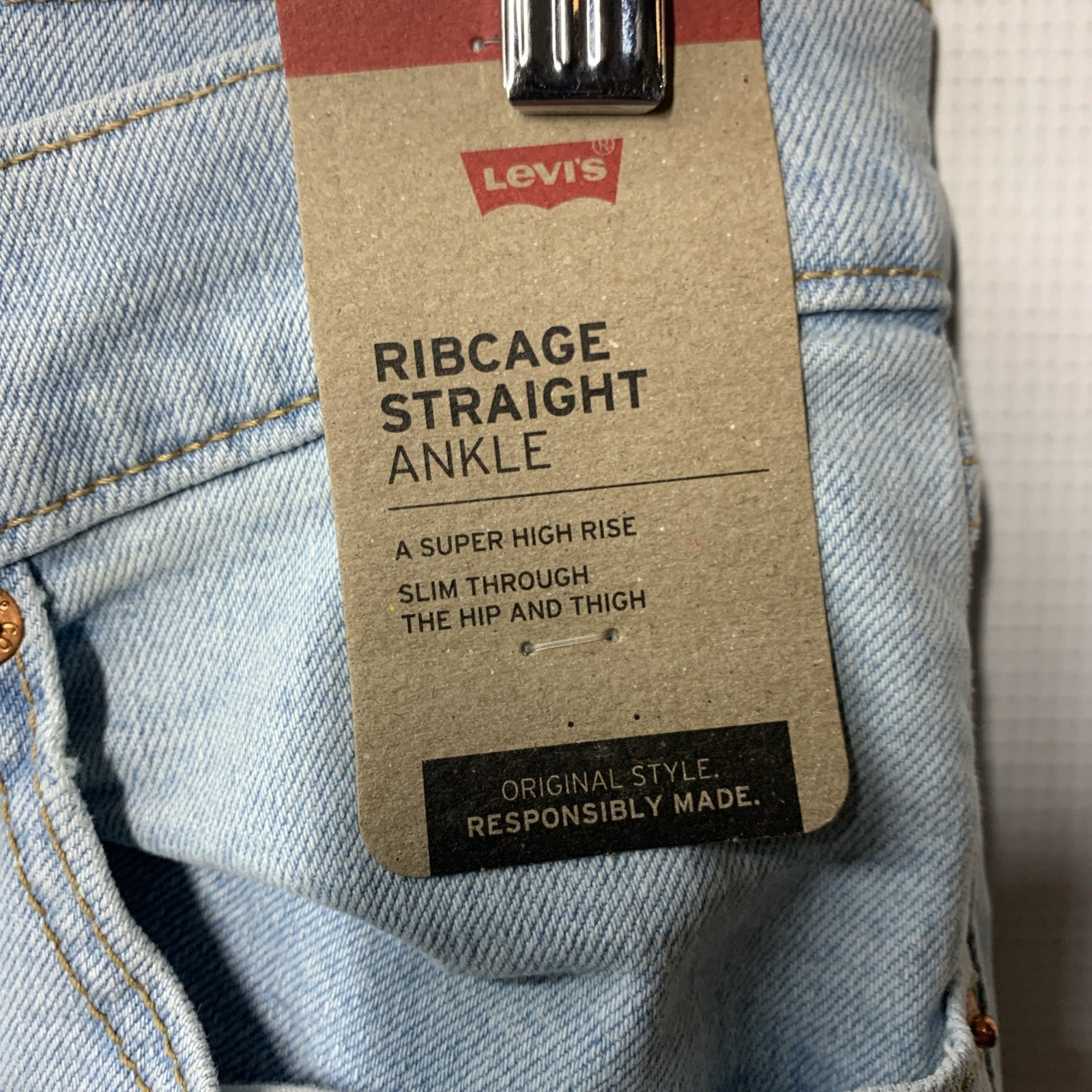 Levi's Women's Ribcage Straight Ankle Jeans Summer High Rise Long Pants Size 31