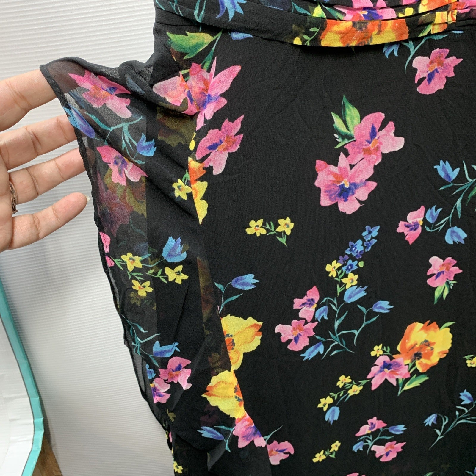 Guess Midnight Fields Women Maxi Dress Size 14 Floral Print Sleeveless V-neck