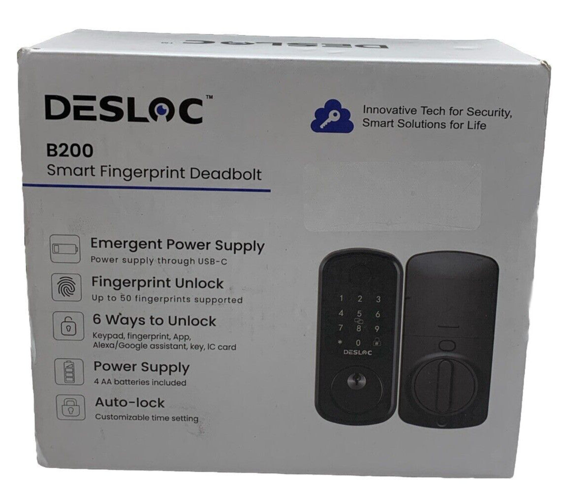 DESLOC B200 Fingerprint Smart Door Lock, Keyless Entry Keypad, App, Alexa/Google