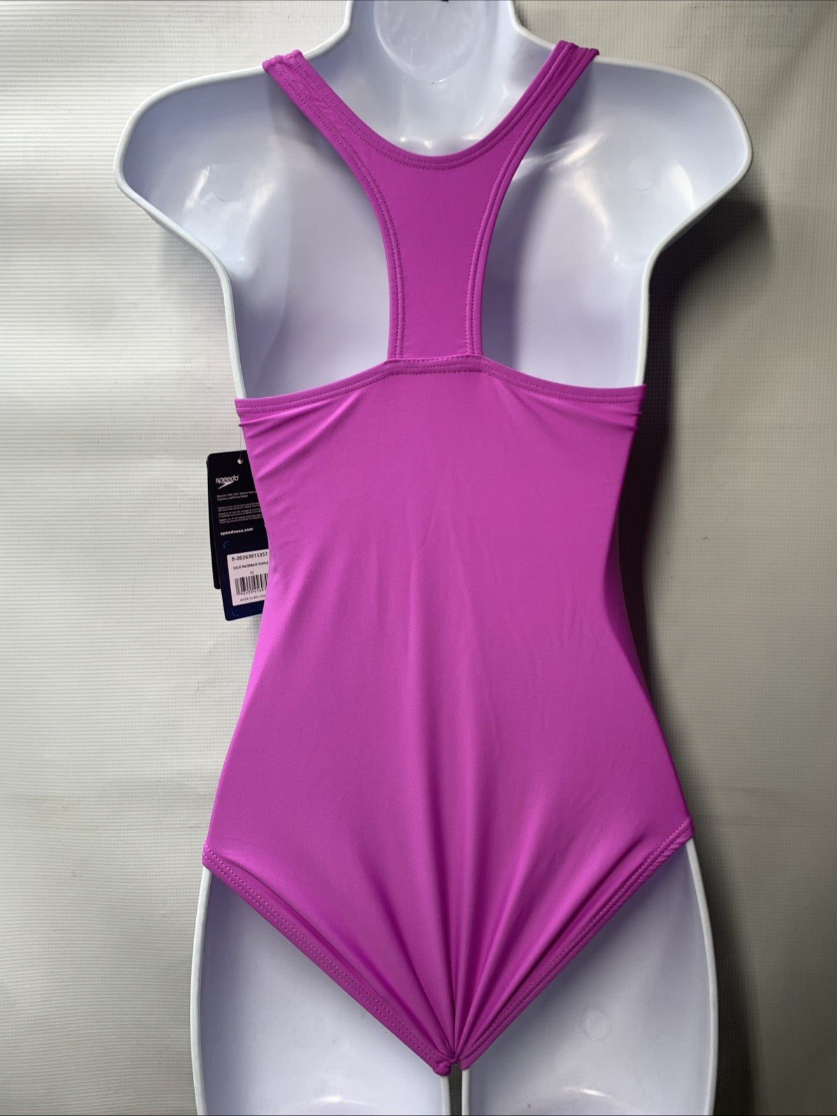 Speedo Solid Racerback One Piece Swimsuit Girls Size 10 Purple Swimwear Pull On