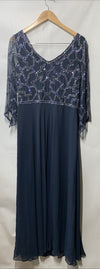 J Kara Womens 3/4 Sleeve Geo Beaded Gown Special Occasion Long Dress Size 12