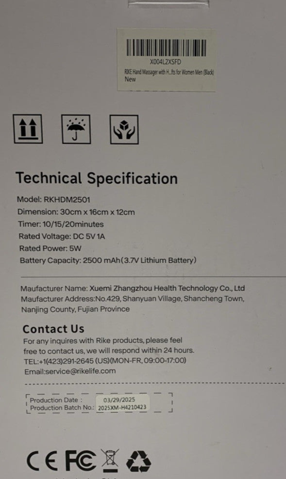 Hand Massager 6 Modes 6 Intensities Hand Massager with Heat & Compression Black