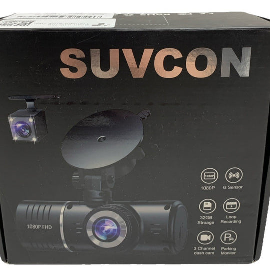 Suvcon Car Dash Cam 1080P Dash Camera 3 Channel Car Camera G-sensor 32gb Storage