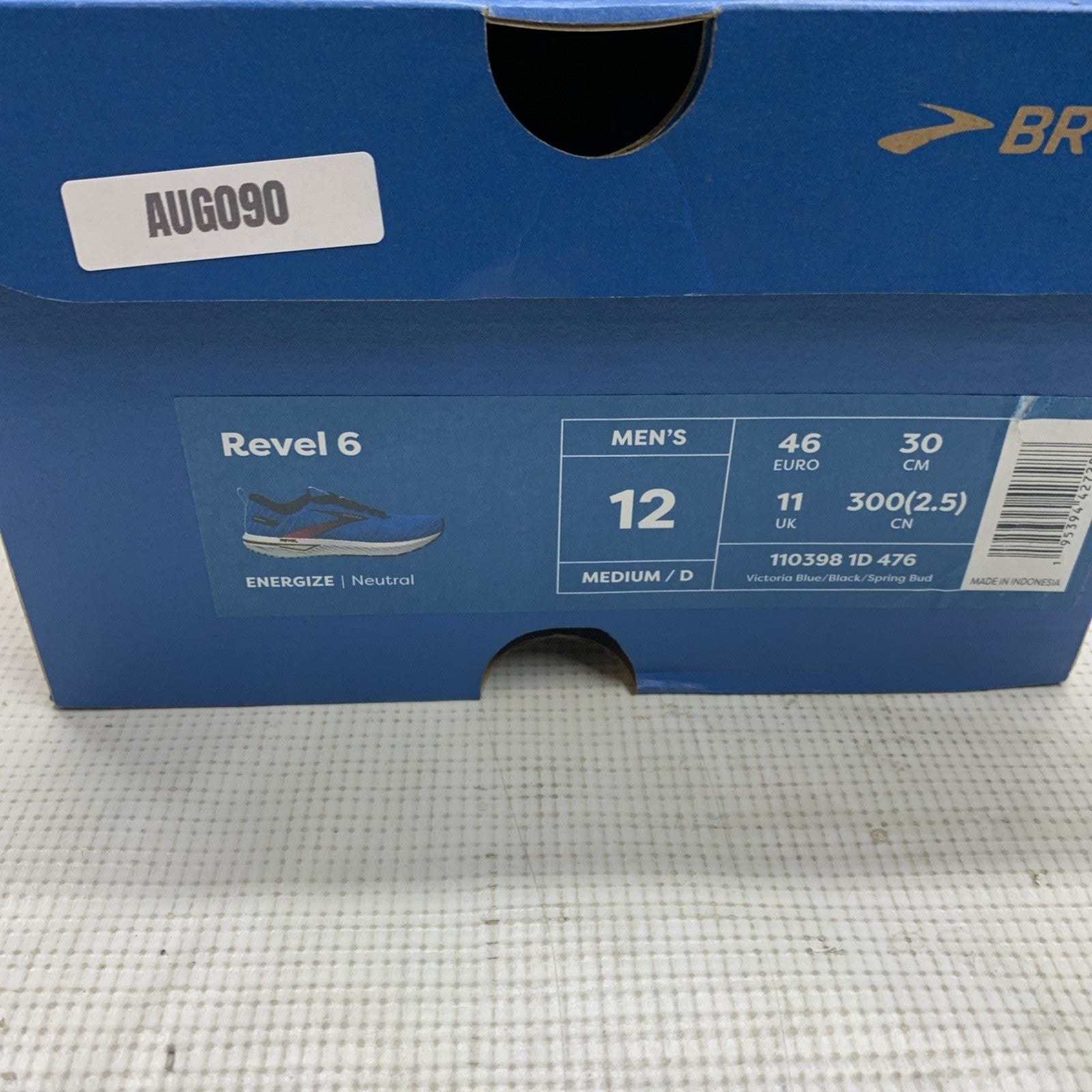 Brooks Revel 6 Men’s All-Day Responsive Shoes Blue/White Size 12 Lace-up Sneaker