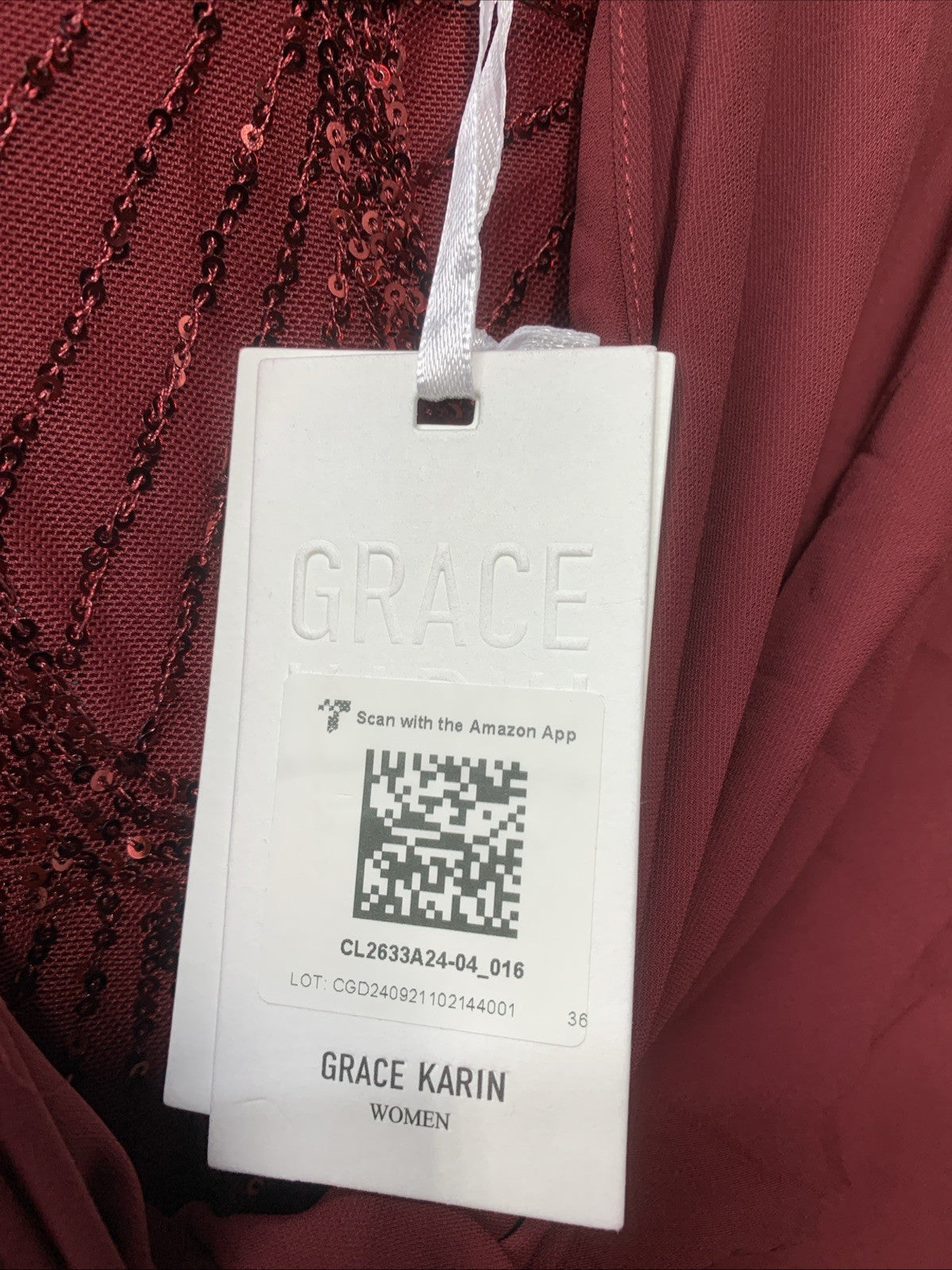 GRACE KARIN Women's Sequin Mother of The Bride Formal Wedding Dress Size 16 Red