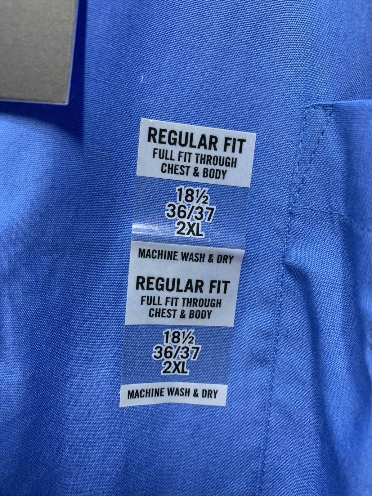 Van Heusen Men's Long Sleeve Dress Shirt Regular Fit Poplin Solid Size 2XL Blue