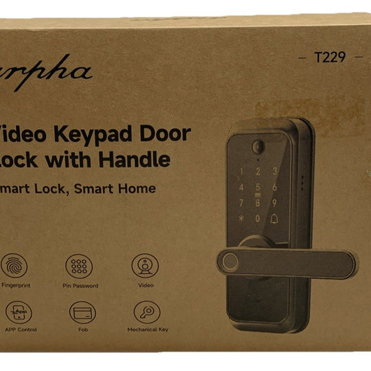 Arpha T229 Video Smart Door Lock 6in1 Entry Fingerprint Deadbolt Handle Doorbell