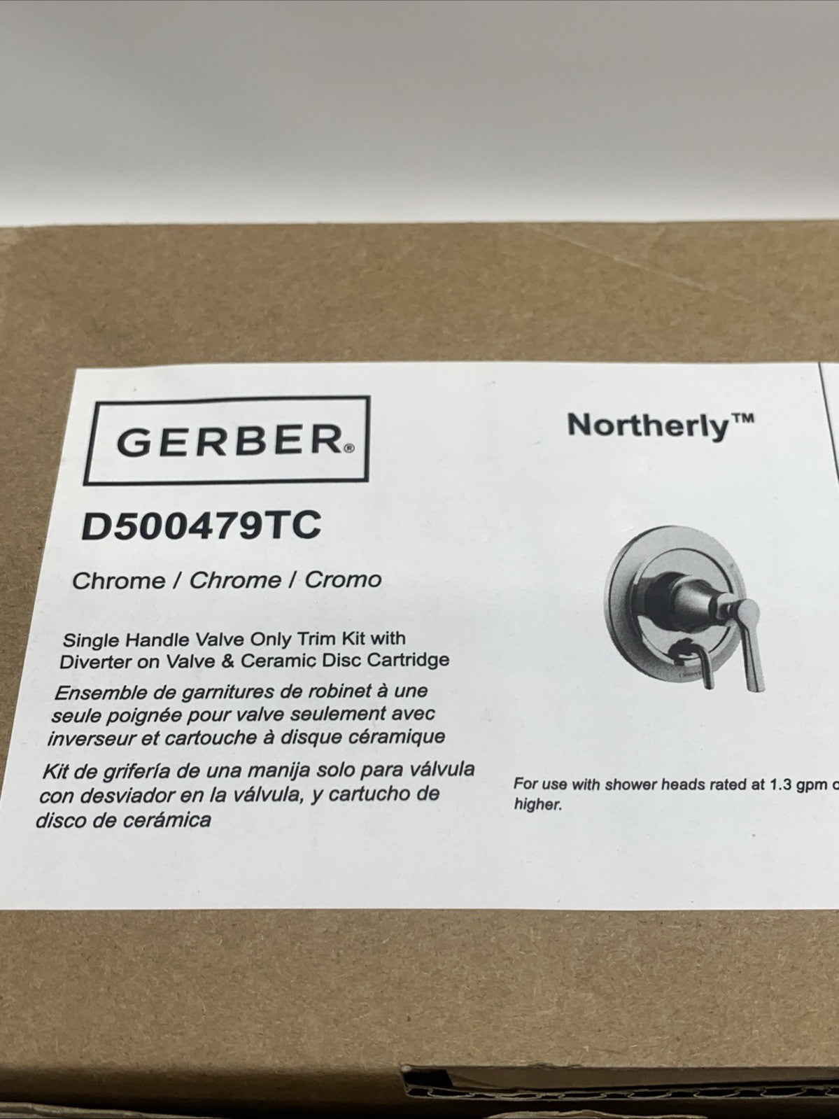 Gerber D500479TC Northerly Valve-Only Trim Kit Diverter on Valve 2 Handle Chrome