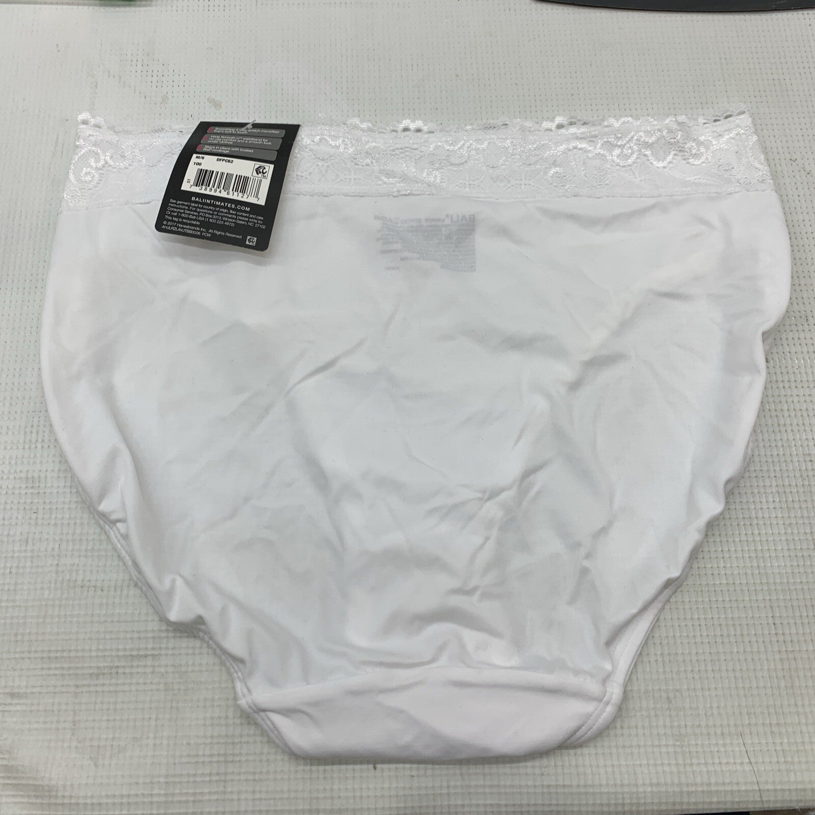 Bali Women's Passion For Comfort Lace Hi-Cut Brief DFPC62 Size M Underwear White