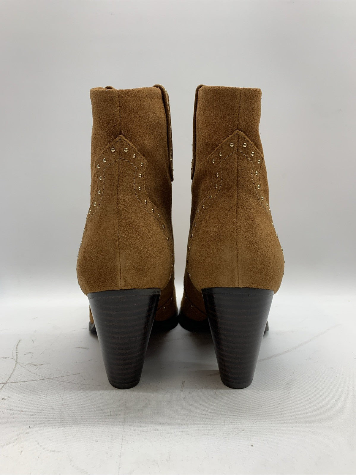 Aerosoles Lazu Tan Suede-263 Western Stud Bootie Women's Size 12M Heels Brown