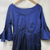 Alex Evenings Women's Short Taffeta Portrait Collar Formal Dress Blue Size 12
