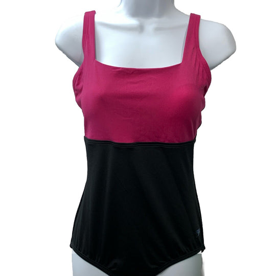Speedo Women’s Swimsuit One Piece Adjustable Square Neck Moderate Cut Size 6