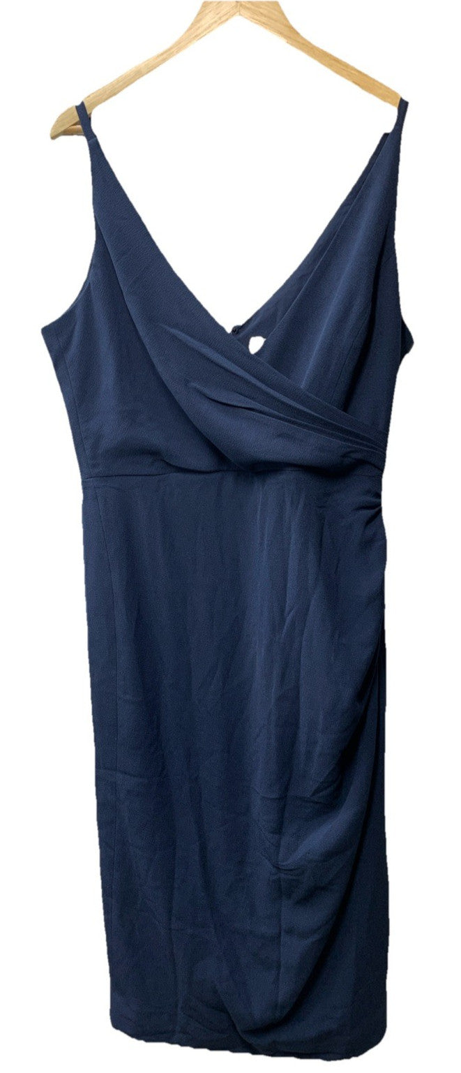 Dress the Population Women's Bodycon Size XL Navy Sleeveless Navy Blue V-neck