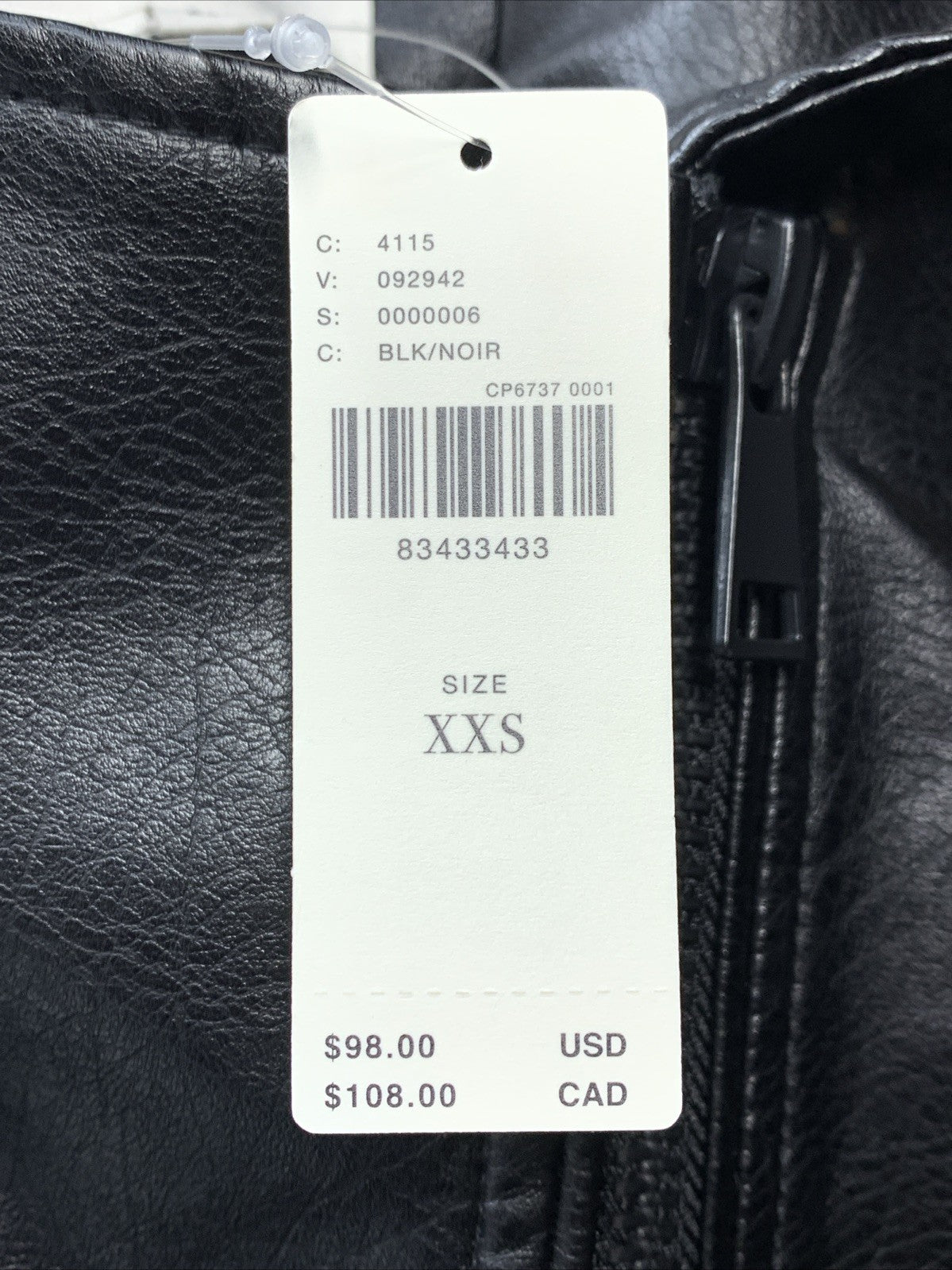 ANTHROPOLOGIE Faux Leather Moto Jacket Women's Long Sleeve with Pockets Size 2XS