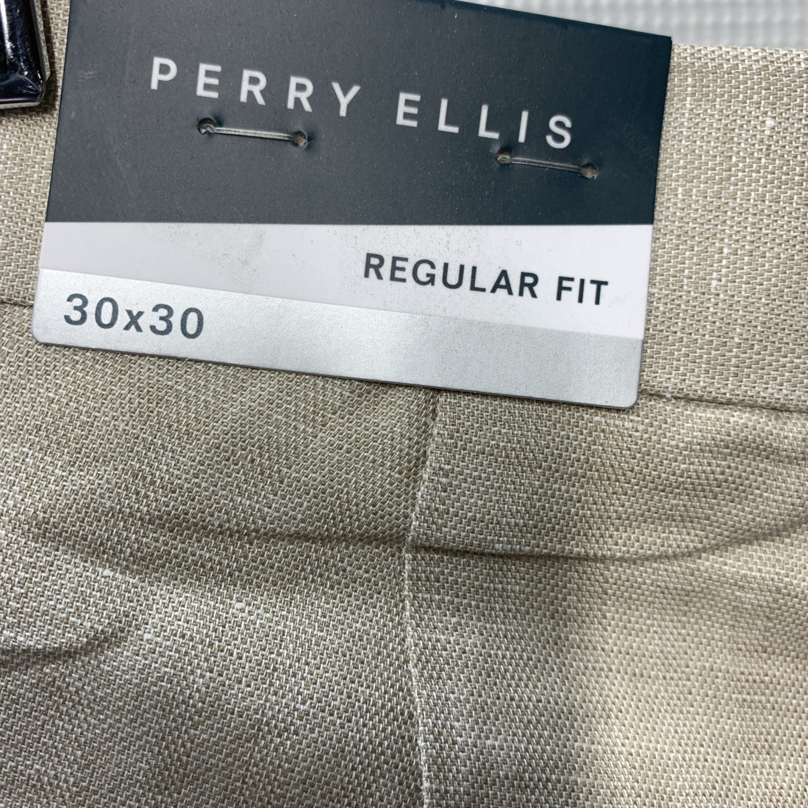 Perry Ellis Men's Linen Blend Dress Pants Natural Linen Size 30x30 with Pockets