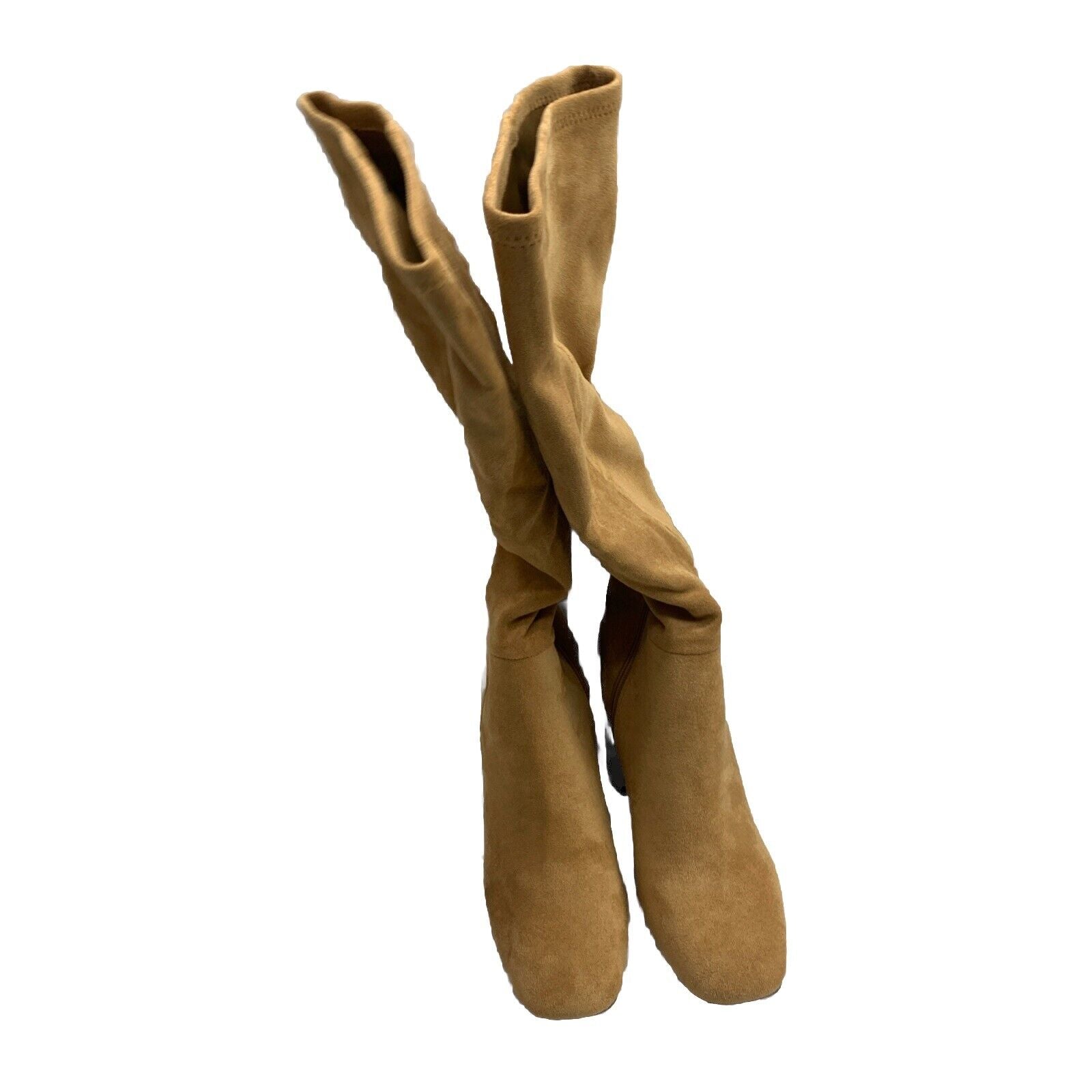 MADDEN GIRL Womens Almond Beige Padded Winslow Square Toe Block Heel Boots 7.5M