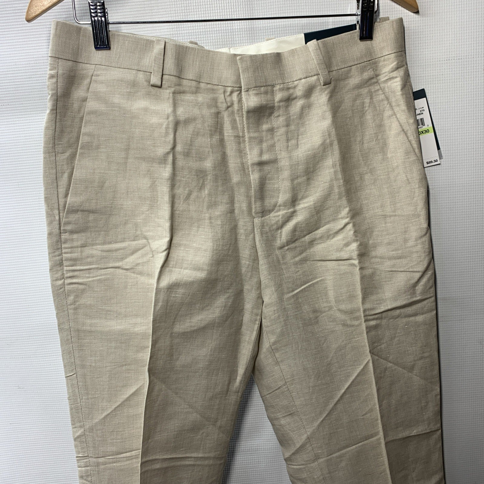 Perry Ellis Men's Linen Blend Dress Pants Natural Linen Size 30x30 with Pockets